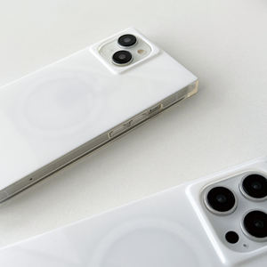 Mode Straight Edge <span class=keywords><strong>Mag</strong></span> Blanc Coffre-fort Téléphone étui pour iphone 13 14 15 16 Pro Max Sans Fil Charge Forte Magnétique Anti-goutte Couverture - Product Image 4