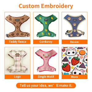 Arnés de Perro Bordado de Lujo OKKPETS, Arnés de Diseño Personalizado de Mezclilla Negra con Huesos, <span class=keywords><strong>Collar</strong></span> y Correa para Perros - Product Image 5