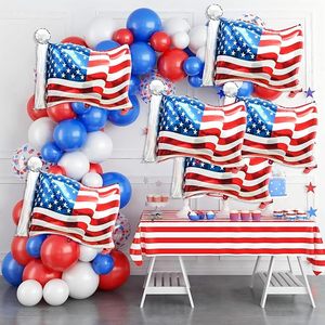 Globo Metálico con Forma de Bandera Americana Patriótica con Asta, Globo Metálico para Decoración del Día de la Independencia del 4 de Julio - Product Image 2