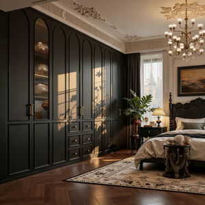 2026 Modern Wardrobes Custom Bedroom Combination Cabinets Black Luxury Glass Wardrobes Custom <strong>Closet</strong> - Product Image 6