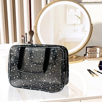 Pochette cosmétique en vinyle épais 0,3 mm inodore avec logo personnalisé, sac de douche en PVC anti-fuite à imprimé étoile pour l'été, les voyages et les fêtes, vente en gros