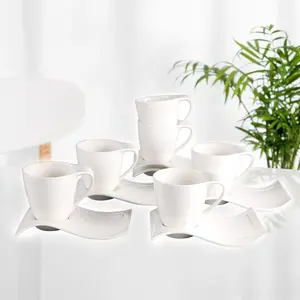 Espresso Porcelain Coffee Tea Set Ceramic Cup And Saucer Set High-Capacity Ceramic Cup With Saucer