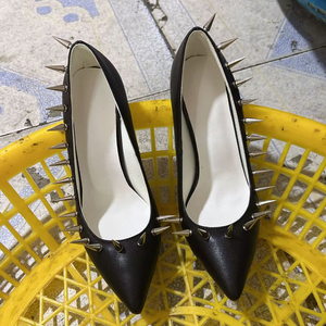 Big Size 45 Dress Sexy Outdoor Pumps Women's Wide Fit Stiletto Sandals <b>Long</b> Rivets Thin Heels Shoes - Product Image 4