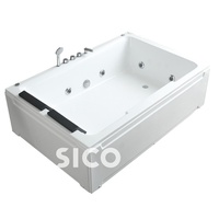 Baignoire rectangulaire double autoportante en acrylique pour 2 personnes, idéale pour hôtels, villas et maisons de luxe