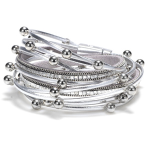 Fashion Charm <b>Bracelet</b> Multi Layer Leather Magnetic Clasp Rhinestone <b>Ball</b> Beads Wrap <b>Bracelet</b> For Women Gift Jewelry - Product Image 5