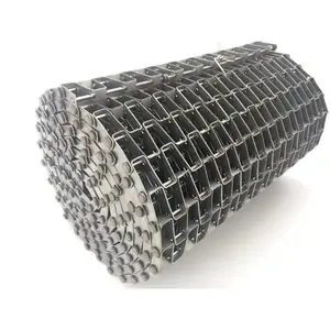 حزام ناقل معدني رخيص من الفولاذ المقاوم للصدأ بقطع دائرية مفرغة لقضبان شبكات الأسلاك لحمل الأجزاء المعدنية