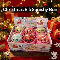 Jouet anti-stress TPR Squishy en forme de Boulettes de Noël Élan, scintillant, en maltose, pour les fêtes de Noël, décompression et soulagement du stress, 14 ans