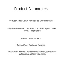 Autocollants décoratifs pour emblèmes latéraux Toyota Crown et Land Cruiser, compatibles avec les systèmes 210/220, pour la modification extérieure des véhicules.