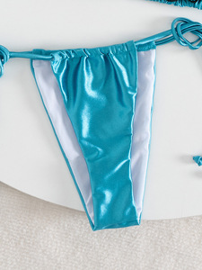 Set Bikini Brasiliano Sexy, Lingerie in Due Pezzi, Costume da Bagno Metallizzato, Set Reggiseno <span class=keywords><strong>e</strong></span> Slip con Ricami <span class=keywords><strong>e</strong></span> Paillettes, Costume da Bagno Personalizzabile con Logo - Product Image 5