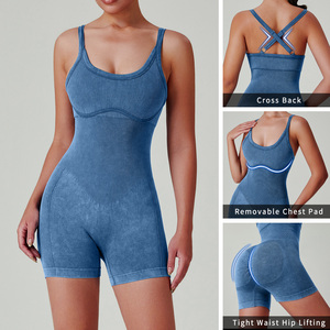 <span class=keywords><strong>Tuta</strong></span> da <span class=keywords><strong>donna</strong></span> per il Fitness in un unico pezzo da Yoga con natiche color pesca <span class=keywords><strong>aderente</strong></span> <span class=keywords><strong>tuta</strong></span> sportiva con bretelle lavate - Product Image 3