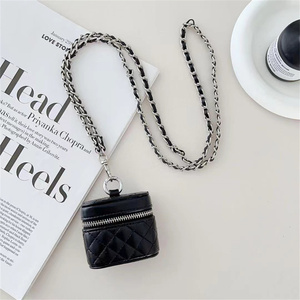 Funda Universal portátil de cuero para auriculares con cadena, fundas para auriculares inalámbricos de muñeca para <span class=keywords><strong>Airpods</strong></span> <span class=keywords><strong>Samsung</strong></span> Huawei, funda para auriculares - Product Image 3