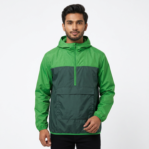 Veste d'extérieur pour homme à capuche, imperméable, coupe-vent, patchwork, softshell, avec logo personnalisé OEM ODM, demi-zip - Product Image 1