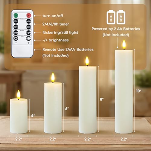 Bougie pilier en paraffine blanche sans fumée pour la décoration de la maison, LED à télécommande, faite à la main, sans parfum, sans flamme, pour les mariages - Product Image 2