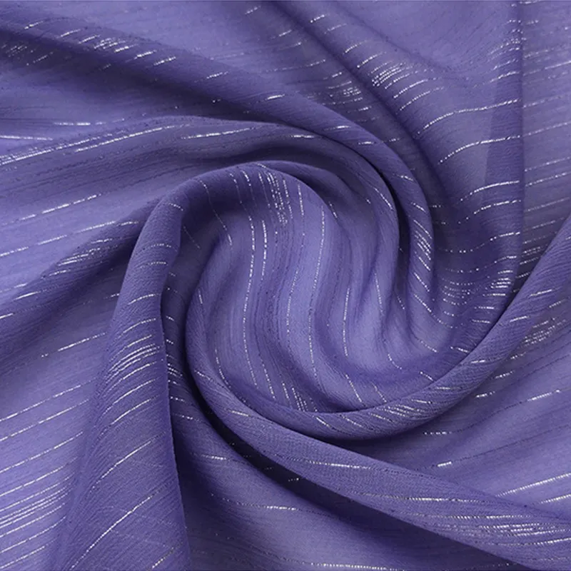 100% Polyester Irrégulier argent soie froissé en mousseline de soie crêpe georgette tissu Flash tissu