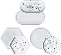 Moldes de silicona hexagonales ovalados DIY para repostería, yeso, hormigón, cemento, posavasos, resina epoxi, en bolsa OPP, aptos para lavavajillas
