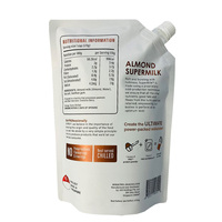 Pochette souple personnalisée avec bec verseur, estampage à chaud métallique, qualité alimentaire, pour emballage de liquides (lait végétal, boissons, jus)