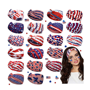 Bandeaux patriotiques personnalisés du 4 juillet-Accessoire élastique pour cheveux avec drapeau américain rouge, blanc et bleu pour femmes et filles - Product Image 1