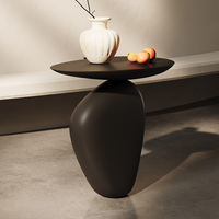 Table basse italienne moderne de luxe en fibre de verre noire, écologique, de forme irrégulière, pour petite chambre, mobilier de maison