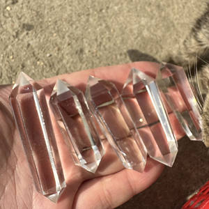 Torre de varita de cristal de cuarzo transparente de alta calidad, estilo Feng Shui, decoración espiritual de piedra terminada de doble punto transparente Natural - Product Image 4