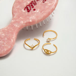 J & D stile minimalista 18K oro placcato acciaio inossidabile anello regolabile con zircone onda occhio di demone per le donne - Product Image 3