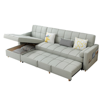 Sofá Cama Seccional en Forma de L Multifuncional 3 en 1 de Lujo Moderno con Almacenamiento, Sofá de 2 Plazas Convertible en Cama con Cojín