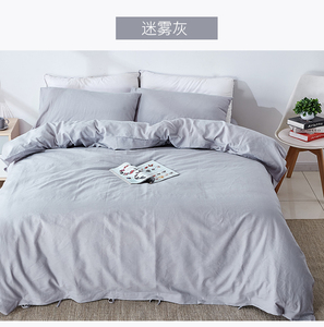 Parure de lit 55% lin 45% coton, respirante, antibactérienne, 200 fils/cm², haute qualité, tissée, unie, pour adulte - Product Image 2