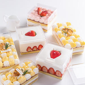 Contenedor de plástico para almacenamiento de postres, caja de embalaje de pastelería con tapa, Cuadrado transparente Popular PS - Product Image 5
