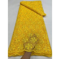 Harga Grosir Kain Guipure Katun Berkualitas Tinggi Terbaru dengan Payet Pola Bunga Warna Merah 5 untuk Gaun Wanita Afrika.