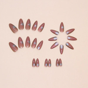 Nouvel Arrivage Faux Ongles ABS Couleur Rouge Effet Tacheté Amande Couverture Complète à Coller 24 Pièces avec Colle pour Salon de Manucure - Product Image 2