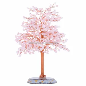 Großhandel natürliche rosa Rose Quarz Kristall baum Reichtum Geld Edelstein Baum dekorative Geschenke viel Glück