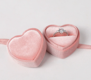 Simple Heart Shaped Velvet <b>Ring</b> <b>Box</b> with Soft Lining for Engagement and Daily Use - Product Image 4