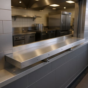 Étagère de service pliante en acier inoxydable 48L x 12W à fixation murale pour usage commercial en cuisine - Product Image 2