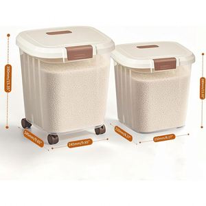 Kitchen Items Large 25kg Rice Barrel Transparent Sealed Dry Grains Storage Boexs <b>Plastic</b> <b>Food</b>-grade <b>Containers</b> with Wheels - Product Image 2