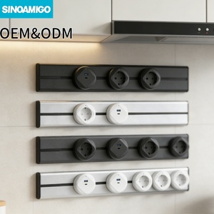 SINOAMIGO Sistema <span class=keywords><strong>de</strong></span> Riel Eléctrico <span class=keywords><strong>de</strong></span> Aluminio para Montaje en Superficie <span class=keywords><strong>de</strong></span> 50 cm con Enchufes Deslizantes para Reino Unido, EE. UU., Schuko, Franceses y Tomas <span class=keywords><strong>de</strong></span> Pared USB para Cocina - Product Image 1