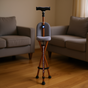 Bastón Plegable Ligero y Ajustable con Asiento y Aleación de Aluminio Ligero, Capacidad de 300 lb, para Uso Doméstico - Product Image 2