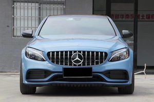 Rejilla frontal negra brillante GT GTR con orificio para <span class=keywords><strong>cámara</strong></span> para Mercedes Benz W205 C CLASS C180 <span class=keywords><strong>C200</strong></span> C250 C300 C350 2019-2021 - Product Image 5