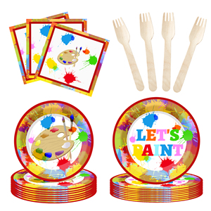 DAMAI Artist Painting Theme Plates Napkins Tablecloths <b>Paint</b> Party Birthday Tableware <b>Set</b> Party Table Favors for Kids Boys Girls - Product Image 4