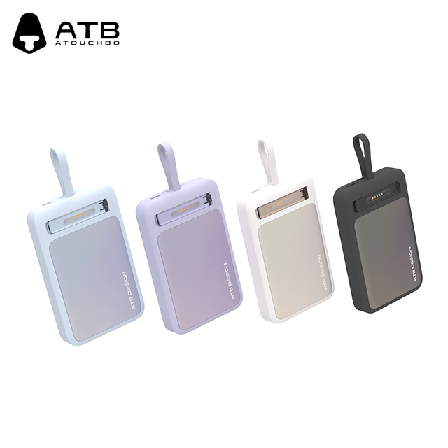 ATB Laser Color Magnetic Power Bank Mini Built-in Cable Magnetic Power Bank 10000mah/5000mah Wireless Charging with Stand