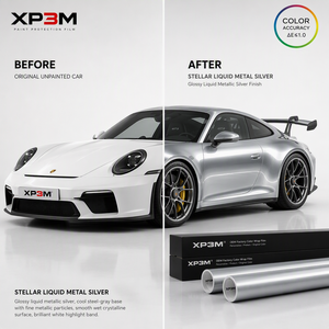 Film de protection de voiture XP3M Liquid Metal Star Silver, vinyle TPU brillant effet métal liquide, 7,5 mil, auto-réparant, anti-rayures, anti-jaunissement - Product Image 3