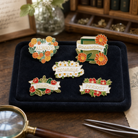 Broches en émail souple à motifs floraux Cottagecore, inspirées par le courage, la gentillesse et la persévérance, pour les bibliophiles, cadeau en métal, vente en gros