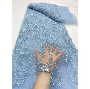 Tela de encaje con cuentas de lujo, diamantes de imitación de cristal, diseños de encaje 2025, tela, vestidos de encaje africano blanco, fiesta de mujer - Product Image 6