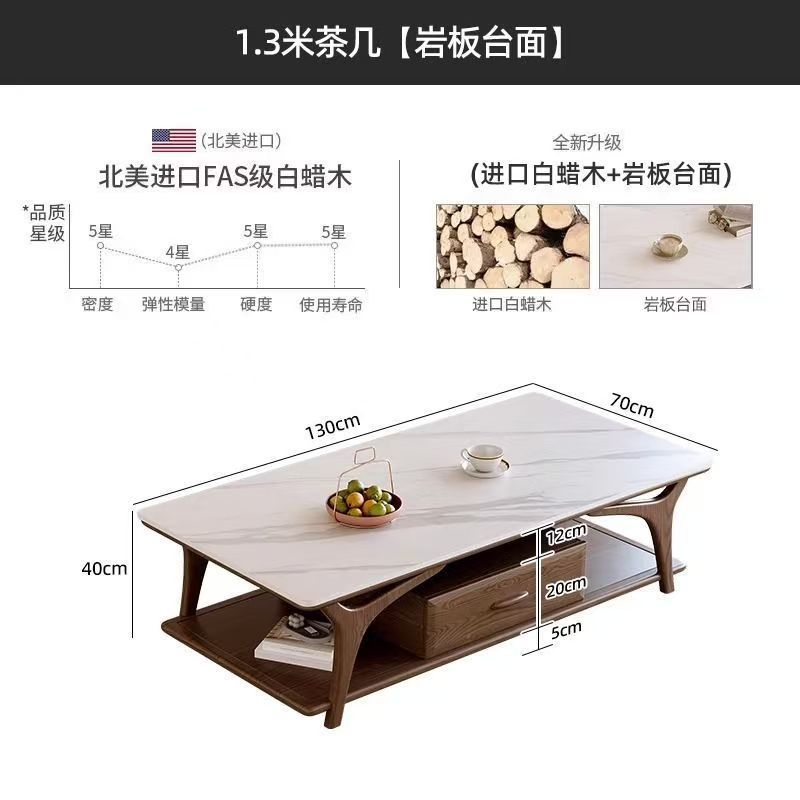 Mesa de centro de 1,3 m x 0,7 m (tablero de losa de piedra)