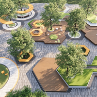 Conception paysagère de parc communautaire, espace public urbain, architecture paysagère verte, service de conception graphique, respectueux de l'environnement