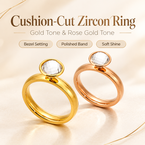 Bague solitaire pour femme en zircon, sertie clos, en acier inoxydable poli, tendance, pour le bureau et les soirées, bijoux féminins, vente chaude - Product Image 3