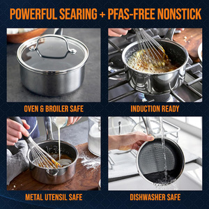 Three Layer Stainless Steel Sauce <b>Pan</b> With <b>Ceramic</b> Coating Durable For Cooking 18 Cm - Product Image 3