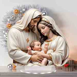 Dropshipping Shopify Cross Border Nativity Desktop Decor Figurine avec présentoir Idéal pour les tables de salon un cadeau de festival - Product Image 3