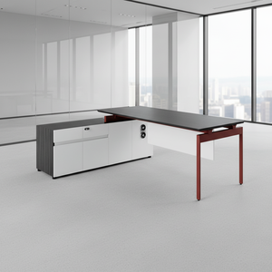 مكتب مكتبي قابل للطي متوسط الحجم، هيكل خشبي متين، إطار من الألومنيوم، مساحة تخزين داخلية، مكتب مكتبي عصري - Product Image 5