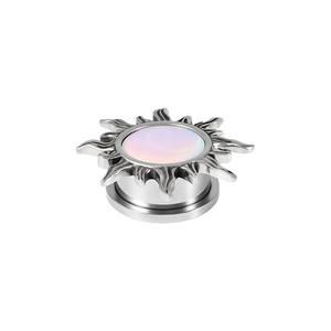 Acero inoxidable blanco brillo película sol forma oreja medidores tapones y túnel expansor peso Camilla Piercing Unisex cuerpo joyería - Product Image 5