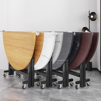 Table ronde en bois de qualité supérieure, table à manger, location pour mariage, table pliante pour événements avec roulettes pour faciliter le déplacement