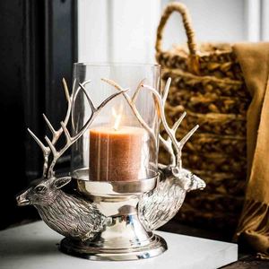 Vaisselle Centres de table Décor Haute Qualité Bougie Pilier Titulaire Meilleur Vendeur Cerf Cerf Bougeoir avec Verre Votive pour Mariage - Product Image 5